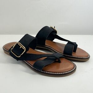 Coach Orta Black Leather Slip On Sandals Size 8